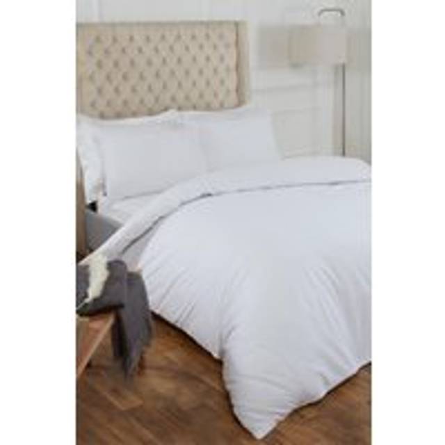Highams Plain 100% Cotton Duvet Cover with Pillow Case Bedding Set, White - King