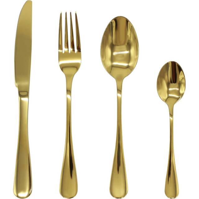 (Gold, 32pc set) Stainless Steel Cutlery Set Black Gold Rainbow Set