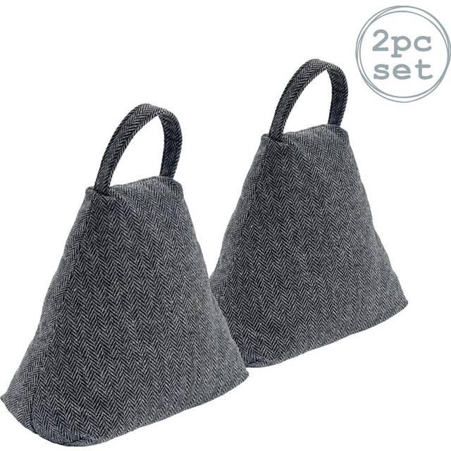 Nicola Spring - Herringbone Door Stop - 23 x 22.5cm - Grey - Grey;Grey (22.5cm H X 23cm W X 12.5cm D)