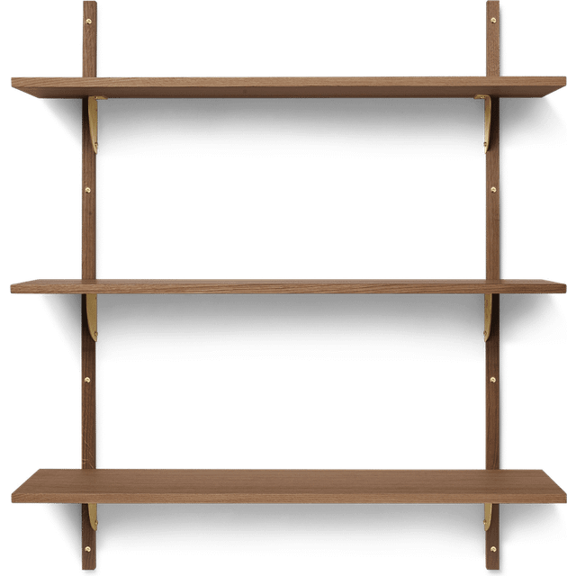 Ferm Living Sector hylla triple wide Smoked Oak, brass