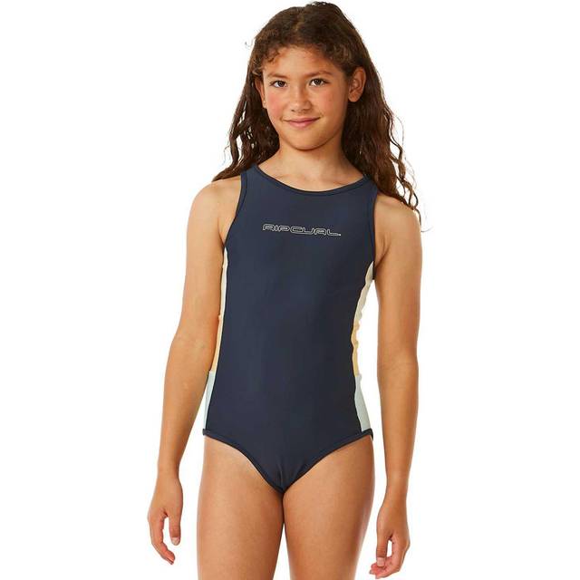 Ripcurl Rip Curl Kids Block Party Back Zip One Piece Swimming Costume - Navy - Size: 14 yrs