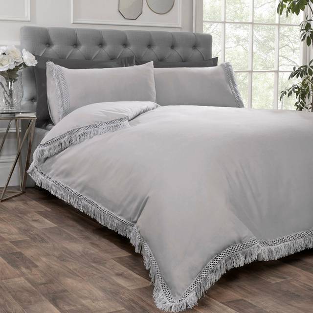 Rapport Home Double Tia Trellis Duvet Set - Silver, Silver