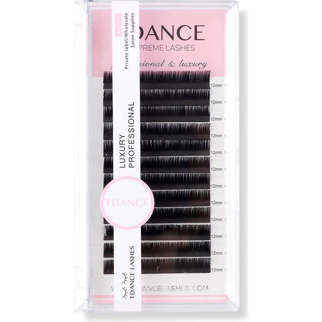TDANCE Premium C Curl 14mm Semi Permanent Individual Eyelash Extensions 0.15mm Thickness False Mink Silk Classic Lashes Extensions Professional Salon