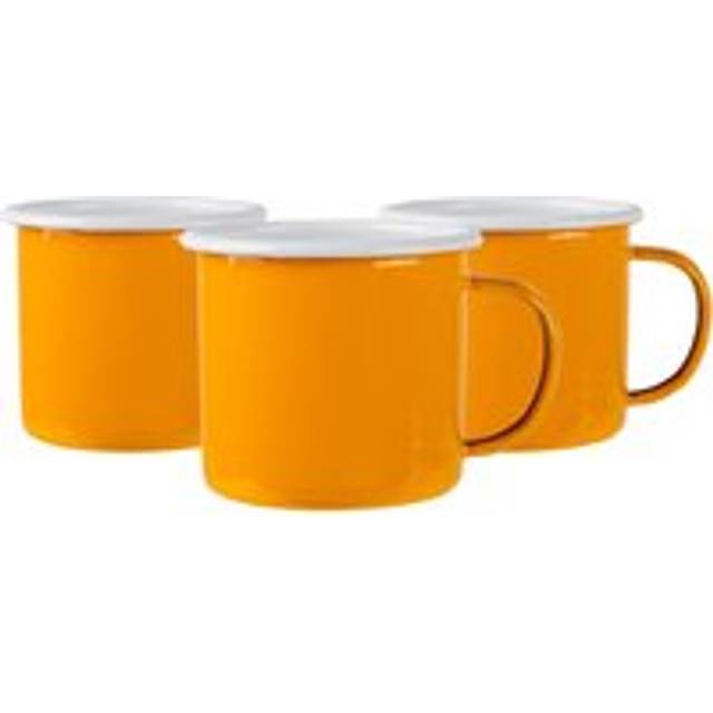 375ml Coloured Enamel Mugs - Pack of Six - Yellow