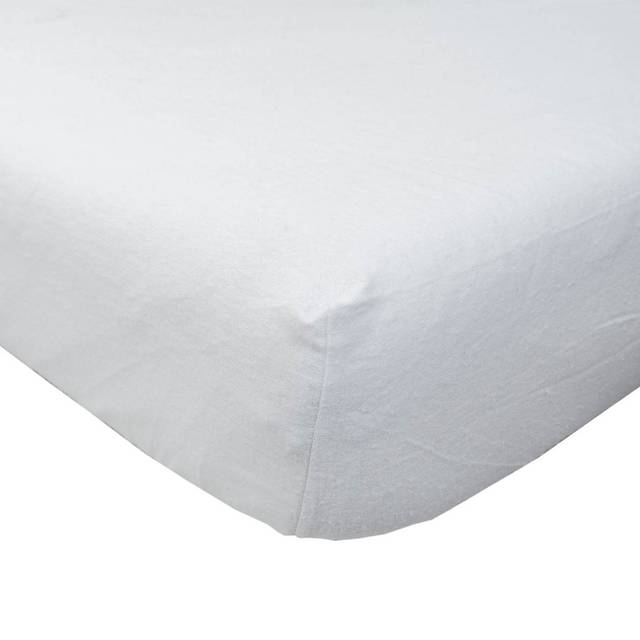 Homescapes 100% Brushed Cotton 180 TC Double Fitted Sheet, 40 cm Deep, White, Luxury 160GSM Flannelette, Elasticated, OEKO-TEX, Machine Washable