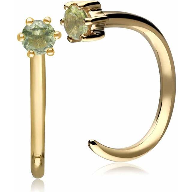 Peridot Pull Through Hoop Earrings in 9ct Yellow Gold