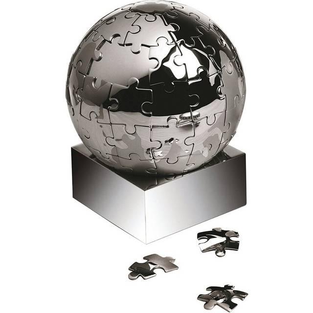 Stainless Steel World Puzzle Globe Jigsaw Paper Weight