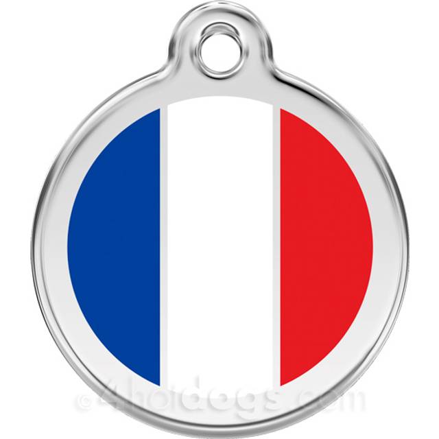 Red Dingo Enamel Dog & Cat ID Tags French Flag - Medium