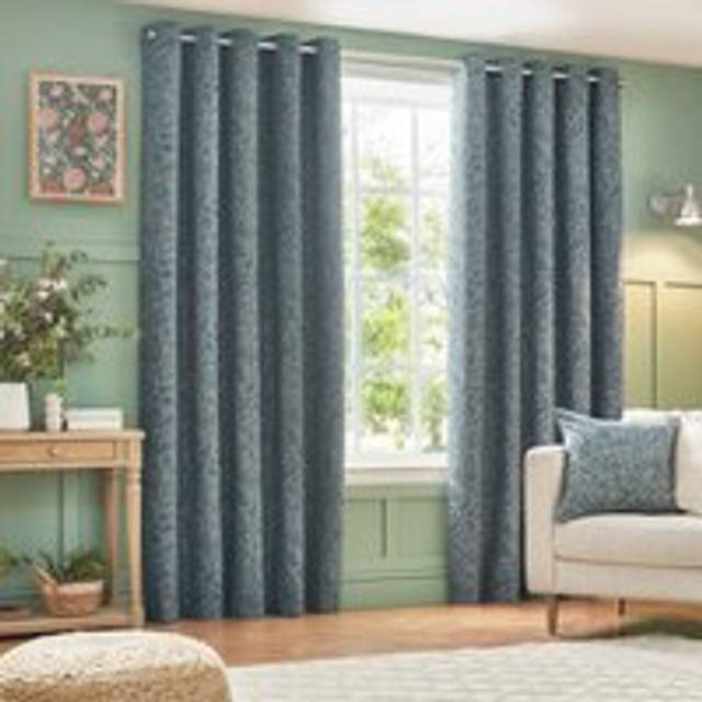 Wylder Grantley Jacquard Eyelet Curtains In Wedgewood 168 X 229Cm, Multi