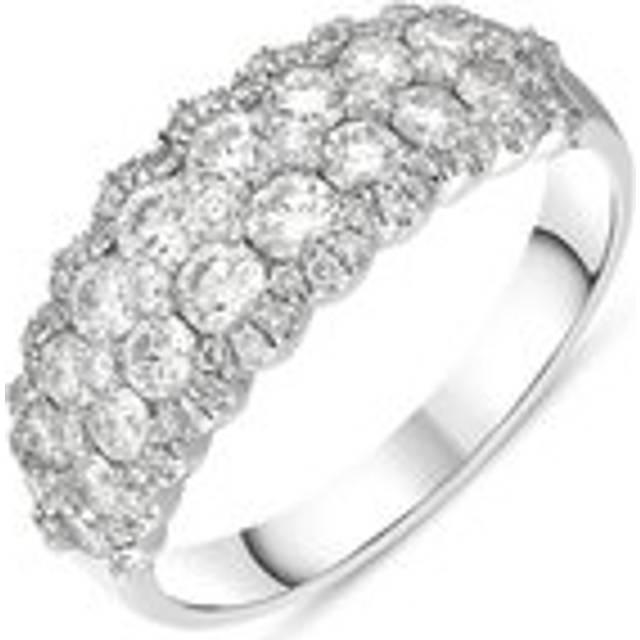 18ct White Gold Diamond Two Row Half Eternity Ring