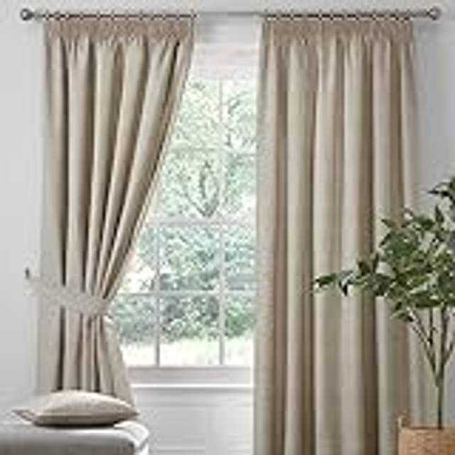 Dreams & Drapes Pembrey Ready Made Pencil Pleat Curtains Natural - Cream