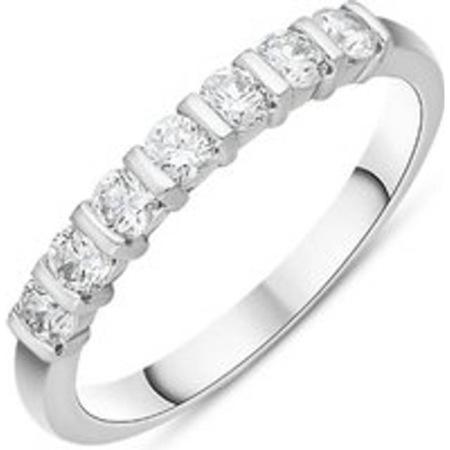18ct White Gold 0.51ct Diamond Seven Stone Bar Set Ring