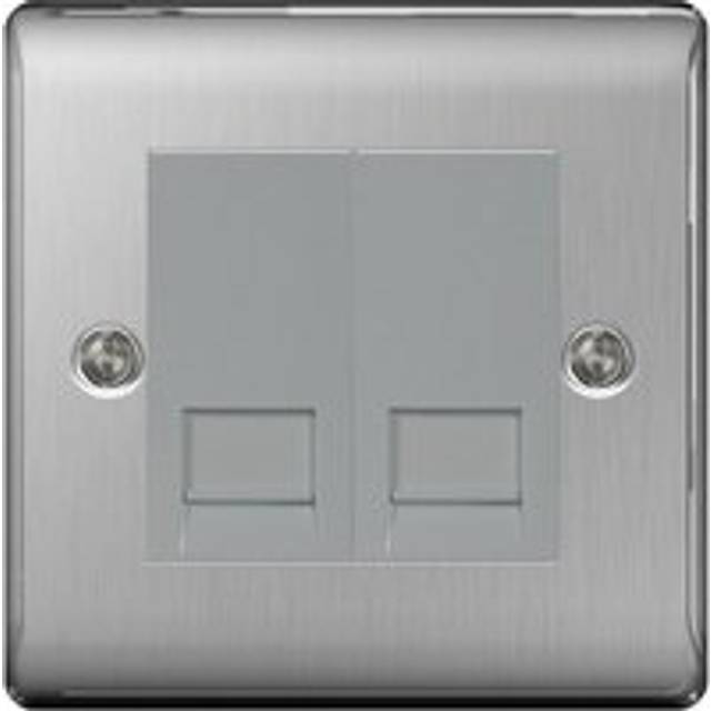 BG Nexus Metal Brushed Steel 2G RJ11 Broadband Socket - NBSRJ112