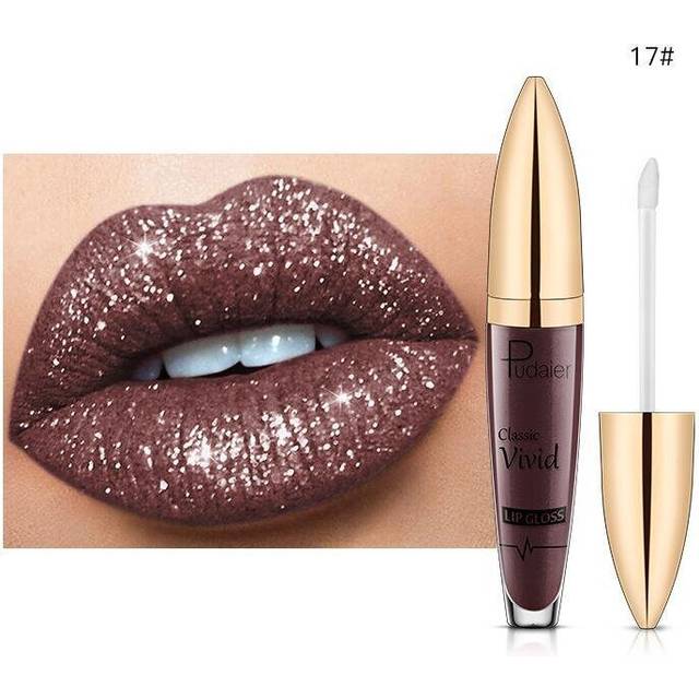 (17) Pudaier Liquid Lip Gloss, Glitter, Shimmer, Non sticky, Long-Lasting Waterproof, Makeup for Women & Girls, Shiny, 17 Shades, 5ml