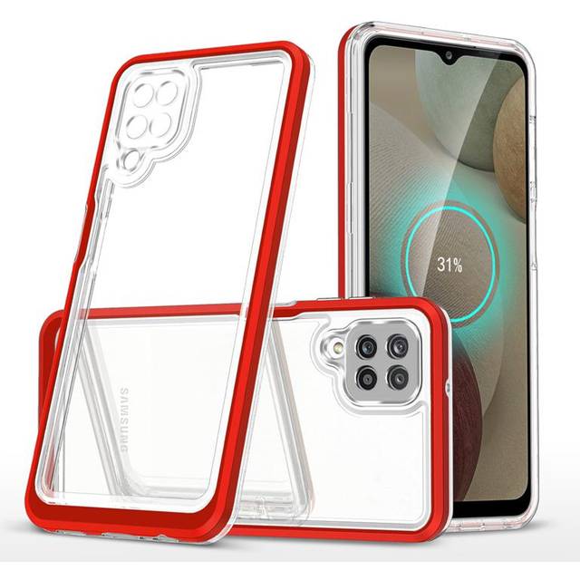 Galaxy A22 4G Skal Clear 3in1 - RÃ¶d
