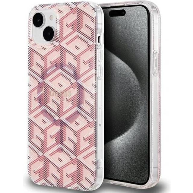 Guess iPhone 15/14 Plus Mobilskal Magsafe IML GCube - Rosa