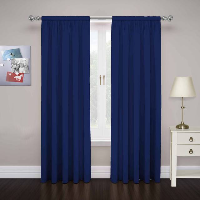 Eclipse Cadenza Microfiber Rod Pocket Panel Pair  Light Filtering Window Curtains  63 in long x 40 in wide  (2 Panels)  Navy