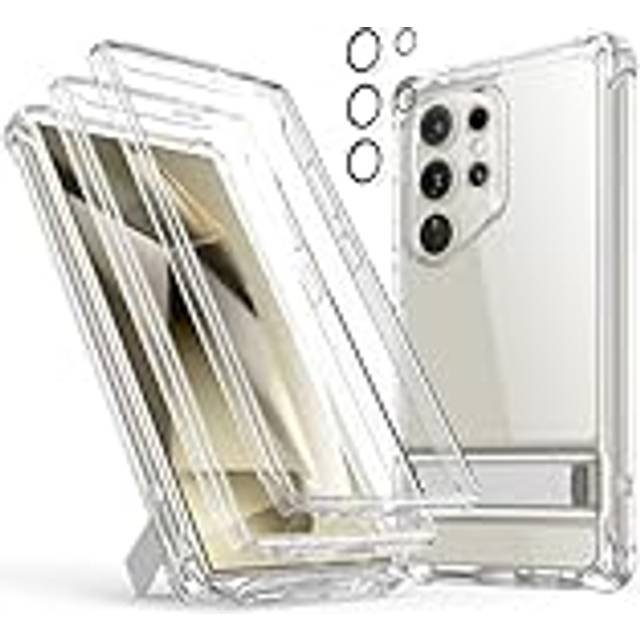 for Samsung Galaxy S24 Ultra Case, S24 Ultra Phone Case with Extra Protective Front Frame, 3 Stand Modes, Exceeds