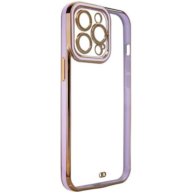 iPhone 13 Pro Skal Fashion Guld Frame Gel - Lila