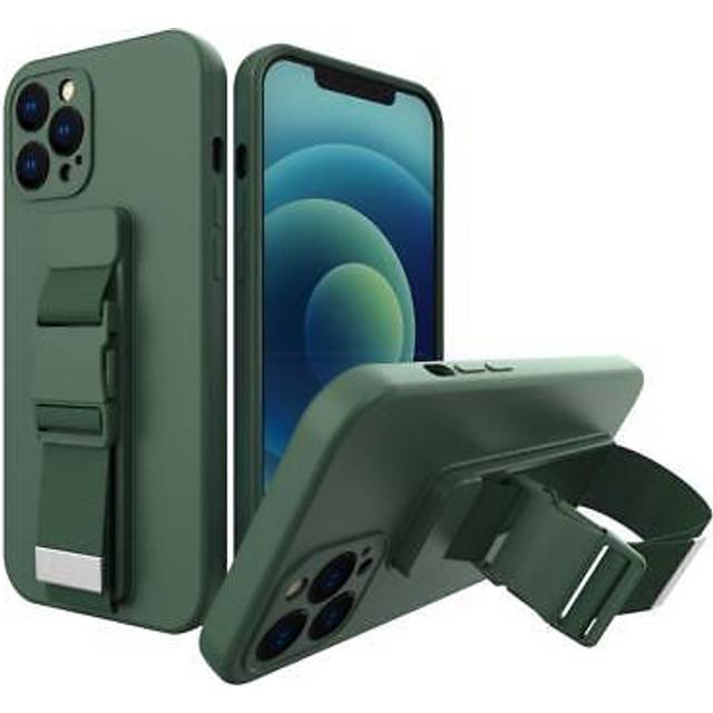 Rope Gel Airbag Skal Med Lanyard iPhone 12 Pro - MÃ¶rk GrÃ¶n