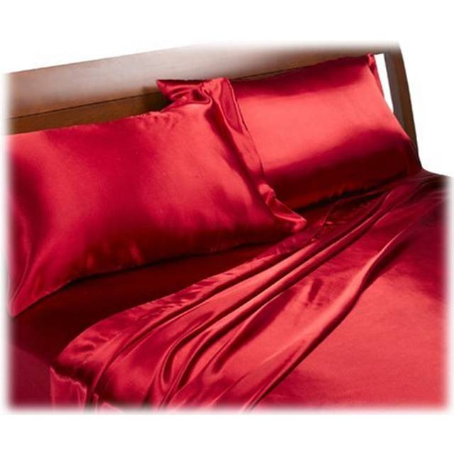 Royal Opulence Divatex Home Fashions Satin Cal King Sheet Set  Red