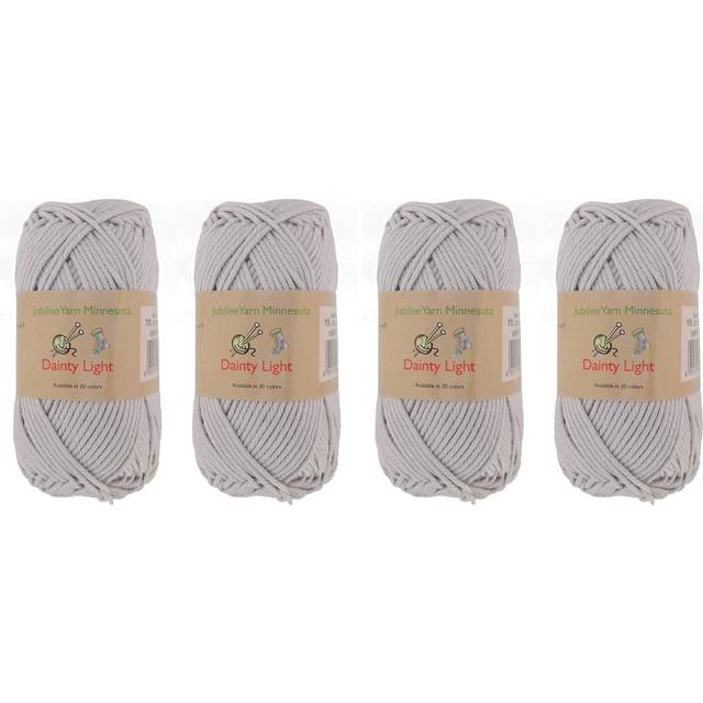 JubileeYarn Dainty Light Yarn - Worsted Weight Cotton - 100g/Skein - 110 Vapor Grey - 4 Skeins