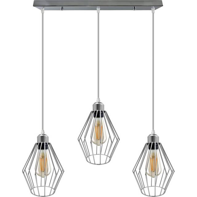 Luisana 3-Light Kitchen Island Geometric Pendant - Chrome (122.5cm H X 70cm W X 20cm D)