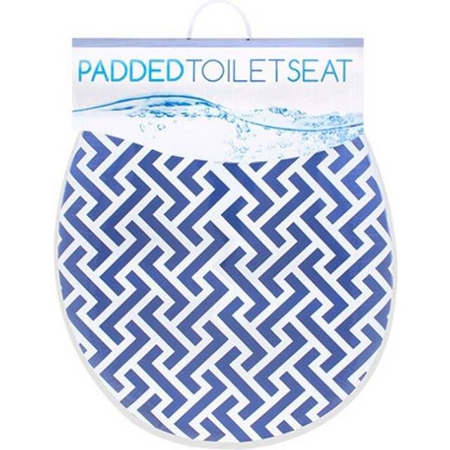 Padded Soft Blue ZigZag Design Toilet Seat Cover