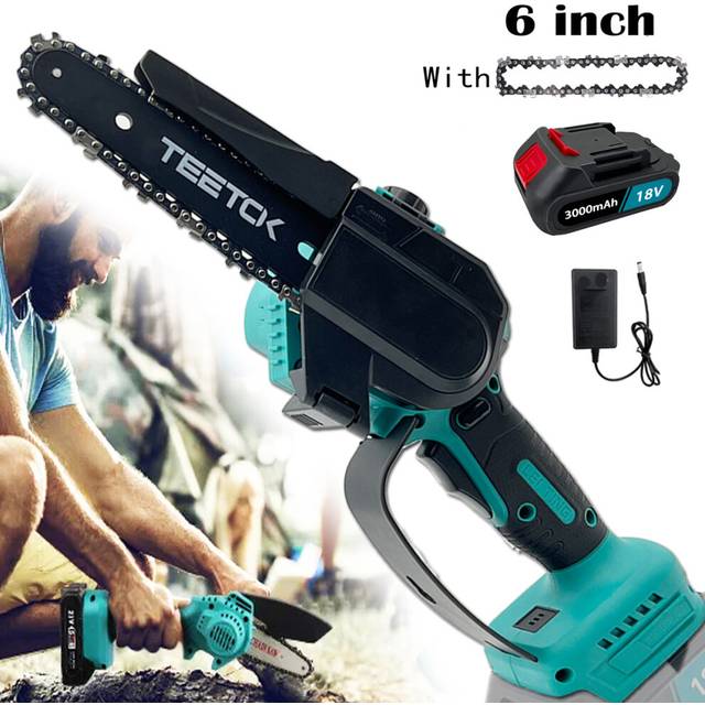 "6""Portable Cordless Electric Mini Chainsaw+5.5A 2Battery+Charger-Makita Compatible"
