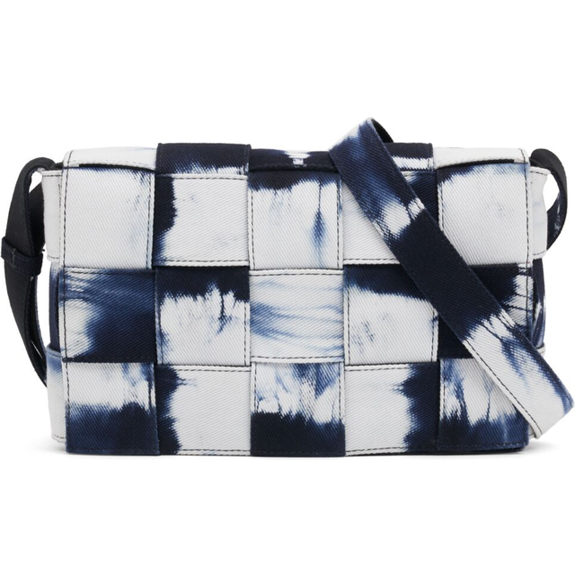 Bottega Veneta Navy-white-silver Cassette Tie-dye Denim Cross-body Bag 15.5x22.5x6.6cm
