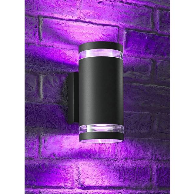 Anthracite Grey 2 - Bulb 21.6cm H Colourful Glass Outdoor Wall Lantern (21.6cm H X 10.2cm W X 13.7cm D)