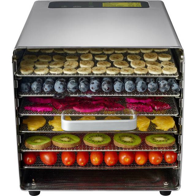 Food Dehydrator 6 Stainless Steel Trays, Food Dryer for Fruit, Meat, Beef, Jerky, Herbs, with Adjustable Timer and Temperature