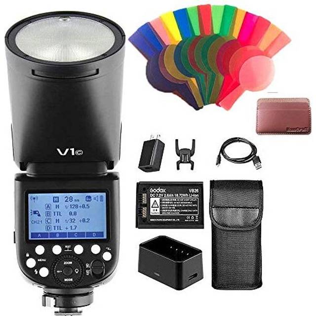 V1C Camera Flash Speedlite Round Head TTL Flash with 24G Wireless system 18000 HSS 10 Level LED Modeling Lamp 2600mAh Lithium Battery Compatible with
