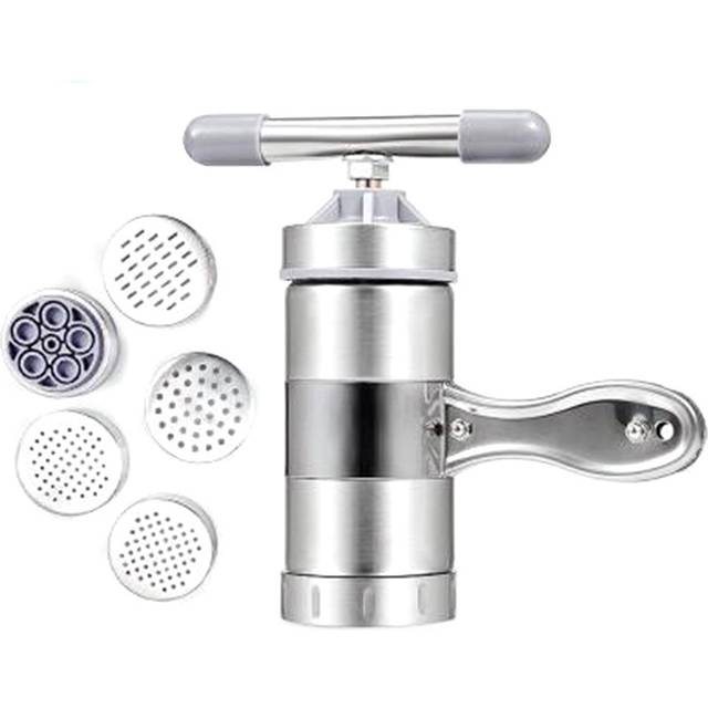 Hem manuell press pasta maskin rostfritt stål nudel maker vev fräs frukt juicer spaghetti gör maskin köksredskap - 5 formar