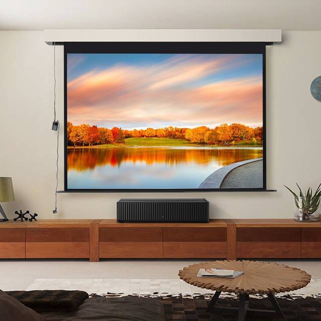 White Electric Wall Mounted Projector Screen (110cm H x 172cm W x 0.38cm D)