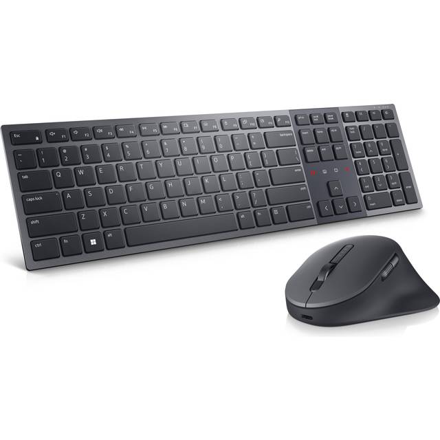 Dell Premier KM900 - Sats med tangentbord och mus - samarbete - bakgrundsbelyst - trådlös - 2.4 GHz, Bluetooth 5.1 - QWERTY - hela norden - grafit - med 3 years NBD Advance Exchange