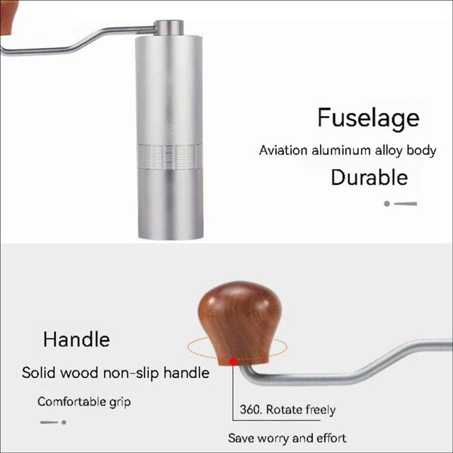 Portable Manual Coffee Grinder Stainless Steel Burr Grinder Conical Coffe Bean Mill Adjustable Coarseness for Espresso-B