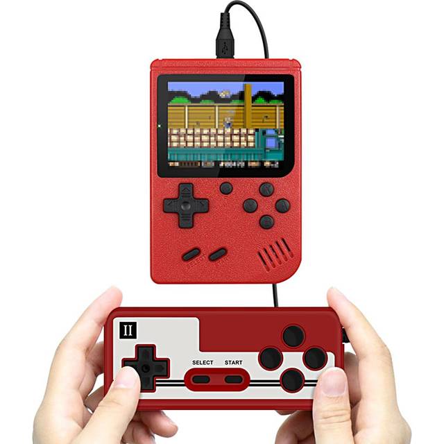Bärbar handhållen spelkonsol med Gamepad 3 tums fullfärgsskärm Inbyggd 500 retrospel mörkgrå färg