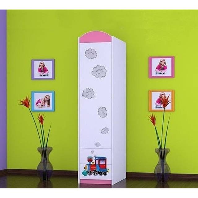 Oldham 1 Door Wardrobe - Pink (180cm H X 45cm W X 54cm D)