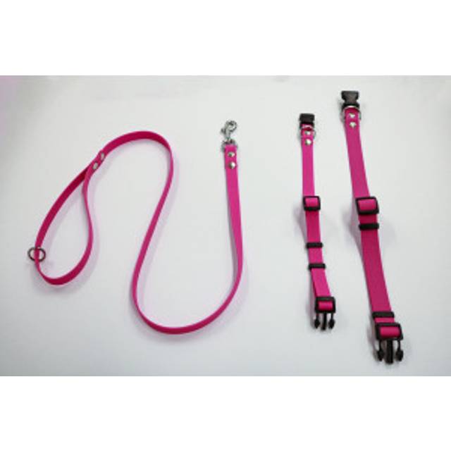 Halsband eller koppel Luca antislip gummi fuchsia. Förpackning: Halsband 20 mm