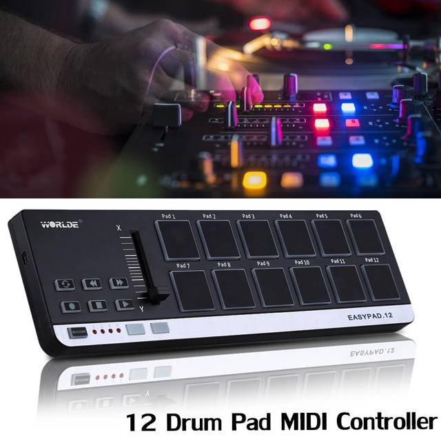 Worlde EasyPad.12 Bärbar Mini USB 12 Drum Pad MIDI Controller svart