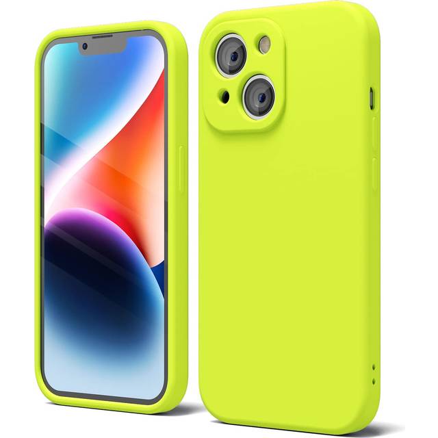 oakxco for iPhone 14 Plus Phone Case Liquid Silicone  Fluorescent Bright Solid Color  Cute Thin Slim Soft Rubber TPU Plain Smooth Gel Matte Protective