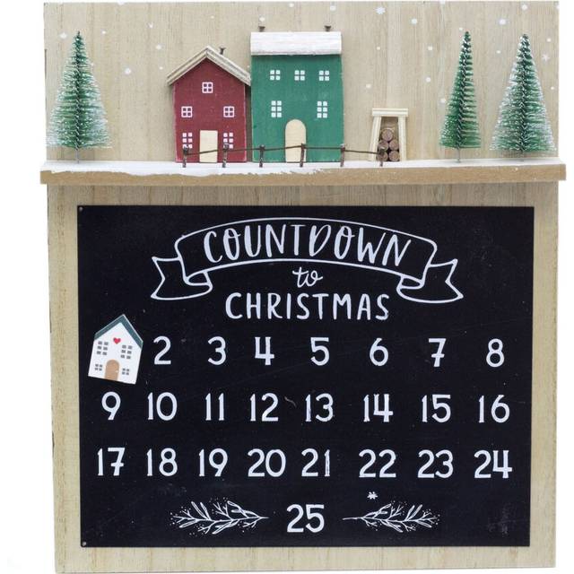 Wooden Christmas Advent Calendar Plaque Magnetic House Calendar | 25 Day Countdown To Christmas Calendar Sign | Reusable Xmas Advent Calendars