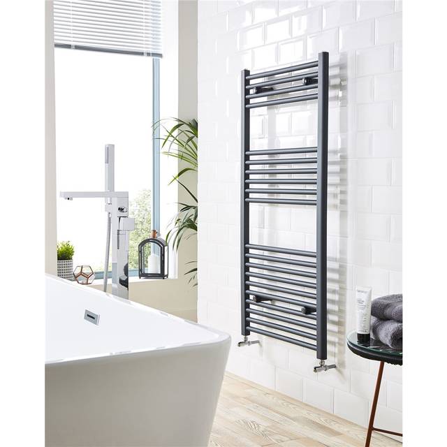 Designer Towel Rail Water-Fed Heated Towel Rails - White (80cm H x 40cm W x 5.5cm D)
