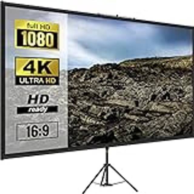 VEVOR Stativ projektorskärm med stativ 80 tum 16:9 4K HD projektion skärmstativ skrynkelfri höjd justerbar bärbar skärm för projektor inomhus och utomhus för film, hemmabio, spel, kontor