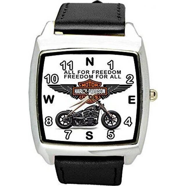 Harley Davidson Motor Quartz Square Sport Watch Black Band   Black