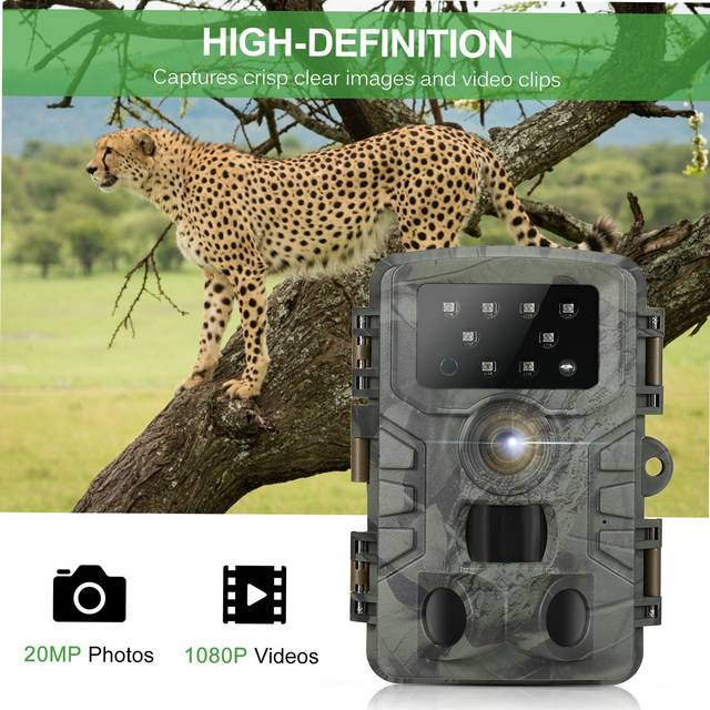 Trail Camera Waterproof 20MP 1080P Hunting Game Camera with 3 Infrared Sensors Night Vision Motion camouflage