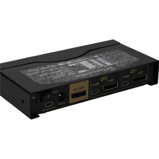 kenable 2 Port DisplayPort KVM Switcher Box 4K 60Hz with Cables & Remote Control Metal