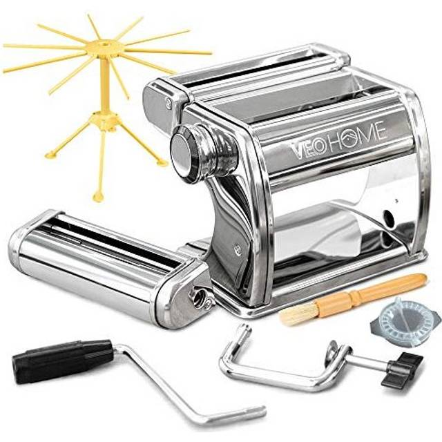 VeoHome pasta machine for ravioli, spaghetti, lasagna. AS A GIFT 1 Pasta Dryer + 1 Ravioli Mold + 1 Cleaning Brush