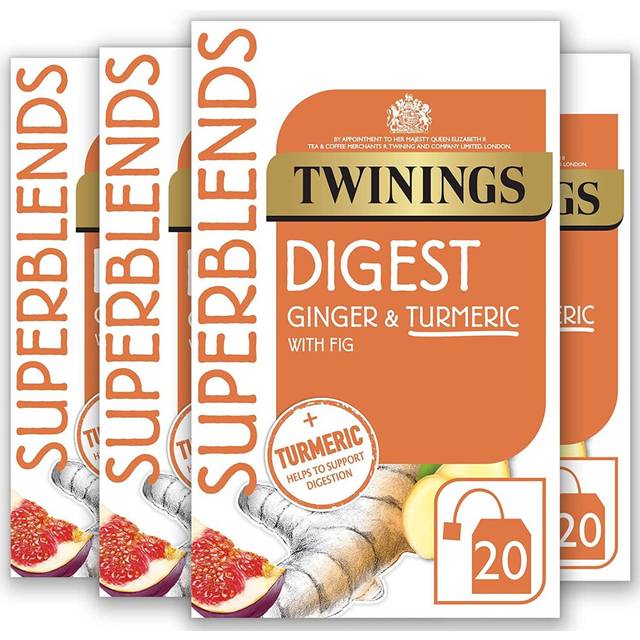 Twinings Superblends Digest - Ginger & Turmeric Herbal Infusion with Fig, Fruit Tea for Normal Digestion, 80 x Biodegradable Tea Bags